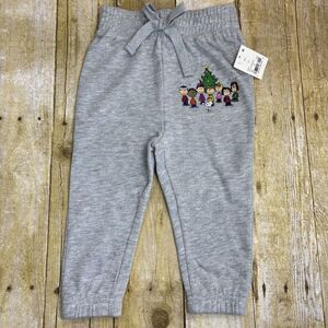 Toddler Peanuts Gang Snoopy Charlie Brown Gray Christmas Sweatpants Size 2T New